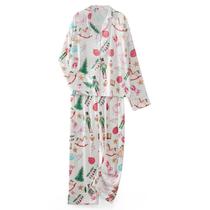 Conjunto de pijama Gplno Christmas Y2k Nutcracker feminino branco acetinado