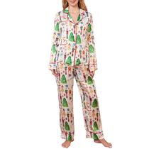 Conjunto de pijama Gplno Christmas Y2k Nutcracker Silk Beige para mulheres