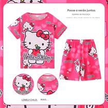 Conjunto De Pijama Infantil De Verão Winnie Bear Stitch Cartoon Manga Curta Roupa De Dormir Para