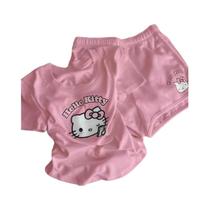 Conjunto De Pijama Infantil Hello Kitty 120-160cm Verão Desenho Animado Estampado Manga Curta E