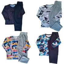 conjunto de pijama infantil menino do 01 ao 12 100% algodão