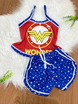 Conjunto de pijama infantil tema mulher maravilha Conjunto de pijama infantil tema mulher maravilha