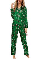 Conjunto de pijama Juakoso com estampa de Natal em cetim para mulheres