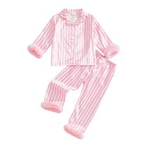 Conjunto de pijama Kavousa para meninas e meninos, seda listrada de 2 a 6 anos Conjunto de pijama Kavousa para meninas e meninos, seda listrada de 2 a 6 anos