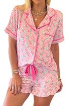 Conjunto de pijama KevaMolly Christmas Candy Cane Print feminino rosa GG