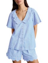Conjunto de pijama Kissonic Gingham Plaid Babydoll, 2 peças de algodão Conjunto de pijama Kissonic Gingham Plaid Babydoll, 2 peças de algodão