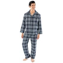 Conjunto de Pijama Masculino de Flanela Fruit of the Loom Verde Marinho 2X