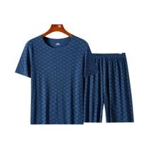 Conjunto De Pijama Masculino De Seda Gelada Modal: Camiseta De Manga Curta E Shorts - Roupa De