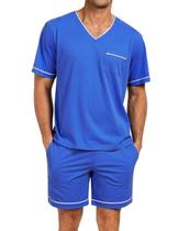 Conjunto de pijama masculino Marvmys, manga curta, de verão, azul royal, tamanho M Conjunto de pijama masculino Marvmys, manga curta, de verão, azul royal, tamanho M
