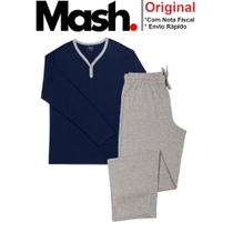 Conjunto de Pijama Masculino Mash Manga Longa e Calça Gola Y Em Algodão Cotton