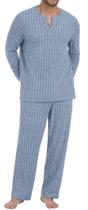 Conjunto de pijama masculino PrinStory, camisas e calças macias de manga comprida, azul claro Conjunto de pijama masculino PrinStory, camisas e calças macias de manga comprida, azul claro