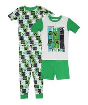 Conjunto de pijama Minecraft Boys, 4 peças, 100% algodão, ajuste confortável para 6 anos