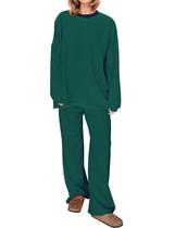 Conjunto de pijama OLAPTA, camiseta feminina listrada de tamanho grande, calças largas