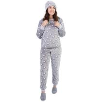 Conjunto De Pijama Peluciado Feminino Blusa Manga Longa e Calca Flanelado Quentinho De Inverno - Cia do Corpo
