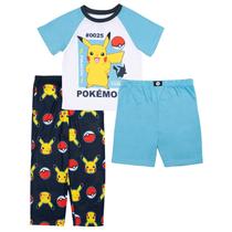 Conjunto de pijama Pokémon Boys, 3 peças, TIPO ELÉTRICO PIKA, tamanho 10