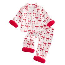 Conjunto de pijama SAYOO Toddler Baby Girl Satin com acabamento felpudo 2-3Y