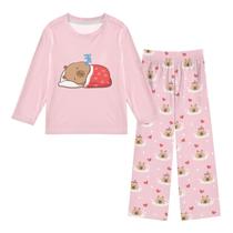 Conjunto de pijama senya Sleeping Capybara Cute Heart 3-11 anos Conjunto de pijama senya Sleeping Capybara Cute Heart 3-11 anos