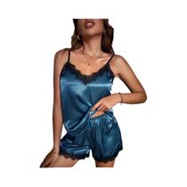 Conjunto De Pijama Sexy Branco Em Renda E Seda Para Mulheres, Top Com Alças Finas E Shorts Quentes, Conjunto De Pijama Sexy Branco Em Renda E Seda Para Mulheres, Top Com Alças Finas E Shorts Quentes,