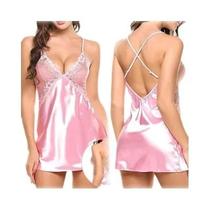 Conjunto De Pijama Sexy Em Renda E Cetim, Lingerie Exótica Babydoll, Fantasias Eróticas Quentes