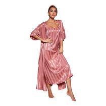 Conjunto de pijama Simulation Silk de manga comprida para mulheres Conjunto de pijama Simulation Silk de manga comprida para mulheres