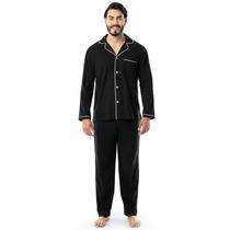 Conjunto de pijama Sleep Set Fruit of the Loom para homens em camisa tricotada preta