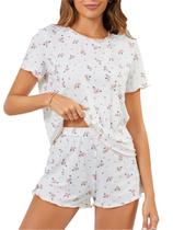 Conjunto de pijama SOLY HUX para mulheres, camiseta e shorts com estampa fofa Conjunto de pijama SOLY HUX para mulheres, camiseta e shorts com estampa fofa