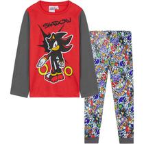 Conjunto de Pijama Sonic The Hedgehog Menino Manga Longa Cinza