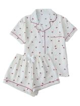 Conjunto de pijama SweatyRocks Apricot Cherry Poliéster para mulheres Conjunto de pijama SweatyRocks Apricot Cherry Poliéster para mulheres