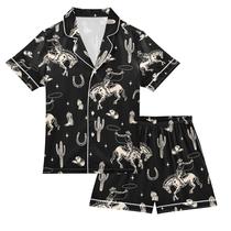 Conjunto de pijama Vozoza Cactus Cowboy Western Silk Black 11-12 anos