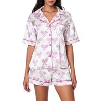 Conjunto de pijama Yiulangde Cute Silk Satin, 2 peças para mulheres Conjunto de pijama Yiulangde Cute Silk Satin, 2 peças para mulheres