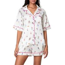 Conjunto de pijama Yiulangde Cute Silk Satin, 2 peças para mulheres Conjunto de pijama Yiulangde Cute Silk Satin, 2 peças para mulheres