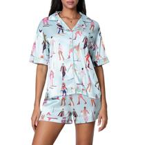 Conjunto de pijama Yiulangde Cute Silk Satin, 2 peças para mulheres