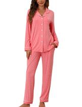 Conjunto de pijama ZMJ para mulheres, camisa de manga comprida e calça de algodão