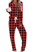 Conjunto de pijamas Aamikast para mulheres, pijamas de Natal com botões macios