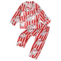 Conjunto de pijamas com cetim de seda de Natal para bebês e meninas
