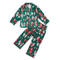 Conjunto de pijamas com seda de Natal Toddler Baby Girl Boy Conjunto de pijamas com seda de Natal Toddler Baby Girl Boy