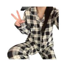 Conjunto De Pijamas Coreanos De Manga Longa Para Mulheres, Roupas De Casa Para Meninas, Estudantes E