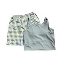 Conjunto De Pijamas De Algodão Com Estampa De Flor Esmeralda Sexy E Fofa Para Mulheres, Estilo