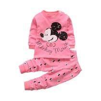 Conjunto De Pijamas De Algodão Para Bebê Menina Outono Inverno 2 Peças Roupas Para Crianças