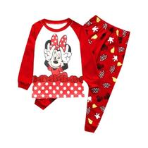 Conjunto De Pijamas De Algodão Para Crianças Primavera Outono Minnie Mickey Roupas De Dormir Para