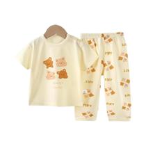 Conjunto de pijamas de bebê de verão de algodão de manga curta infantil roupas infantis