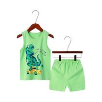Conjunto de Pijamas de Dinossauro para Meninos e Meninas - Colete de Verão