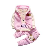 Conjunto De Pijamas De Inverno Em Veludo Para Bebês Meninos E Meninas, 3 Peças, Roupa Quente Com