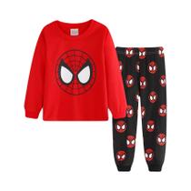 Conjunto de Pijamas de Manga Comprida do Homem-Aranha para Meninos - Pijama Infantil