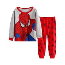 Conjunto De Pijamas De Manga Comprida Para Meninos Spiderman Cartoon Hero League Pijamas Terno De