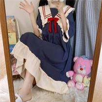 Conjunto De Pijamas De Manga Curta Princess Navy Para Mulheres, Primavera Verão, Roupas De Casa Com Conjunto De Pijamas De Manga Curta Princess Navy Para Mulheres, Primavera Verão, Roupas De Casa Com