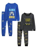Conjunto de pijamas de Natal de algodão Vopawetty Boys de 4 peças