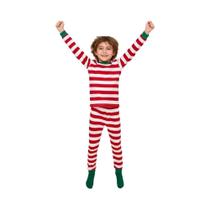 Conjunto De Pijamas De Natal Para Crianças Listrado Em Vermelho E Branco Manga Longa Pijamas Fofos