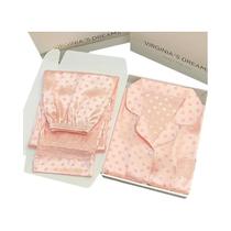 Conjunto De Pijamas De Renda Rosa Jacquard Y2K Doce Com Poás Romântico Francês 2 Peças Pijama De