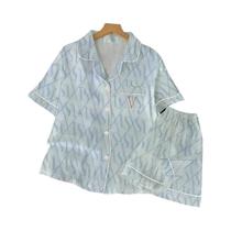 Conjunto De Pijamas De Seda Gelada Para Mulheres, Com Manga Curta, Roupas De Casa Para Meninas,